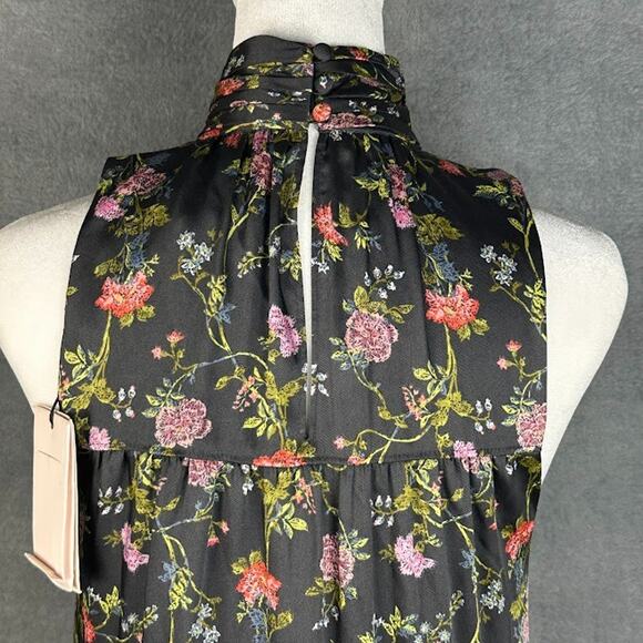 Cinq A Sept Dress Women 00 Black Floral Giselle Babydoll Tiered Whimsy Romantic - Picture 5 of 13